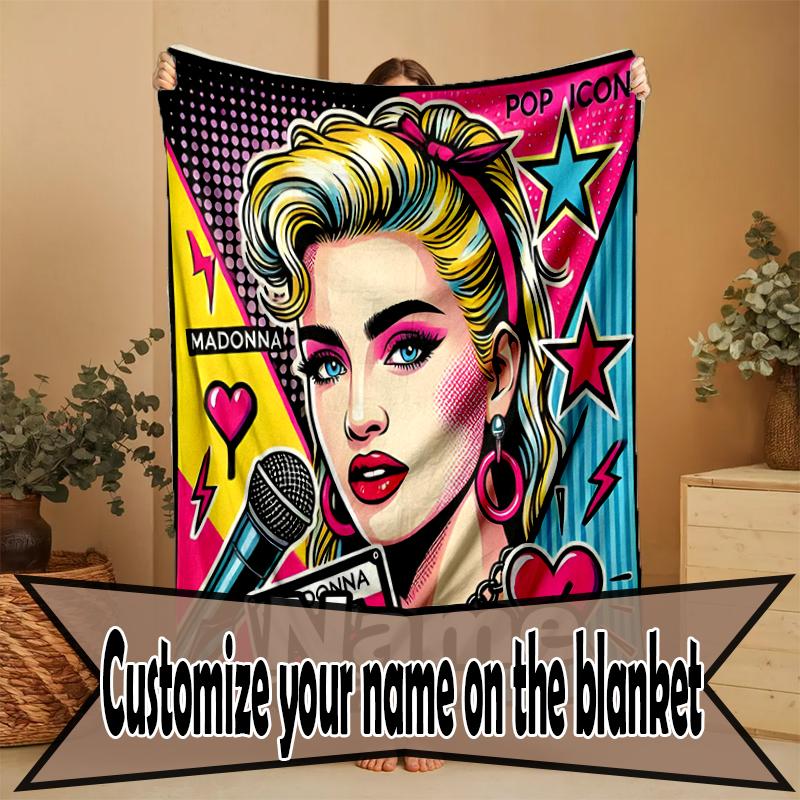 Custom Name Personalized Marilyn Monroe Print Blanket, Home Decor, Bedroom, Sofa, Camping, Couch, Gifts for Birthday Christmas