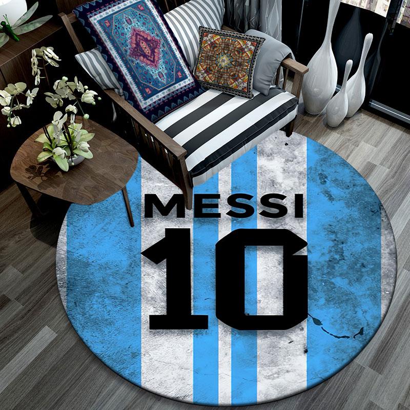 Tappeto Rotondo Stampato Lionel Messi, Tappeto Circolare Antiscivolo Lavabile per Soggiorno Camera da Letto Sala Giochi, Decorazione per Fan dello Sport, Regalo di Compleanno Festivo