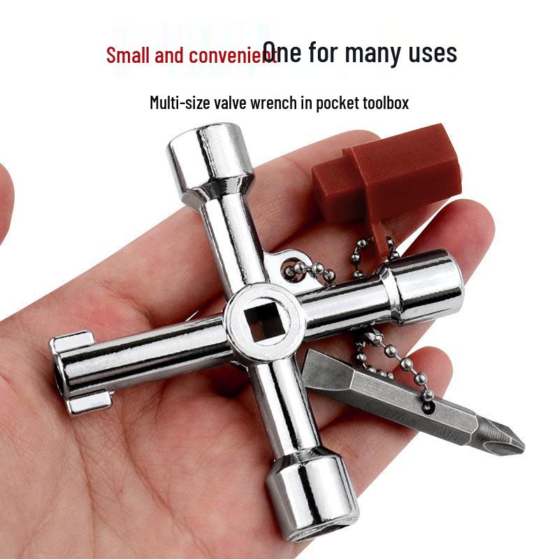 White 4-in-1 Electric Cabinet Wrench with Keychain