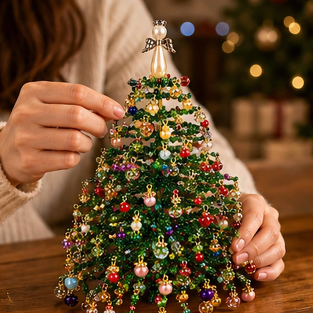 DIY Beaded Christmas Tree Set - Handcrafted Holiday Decor with Colorful Beads for Festive Home Decoration Creative Christmas Craft Gift