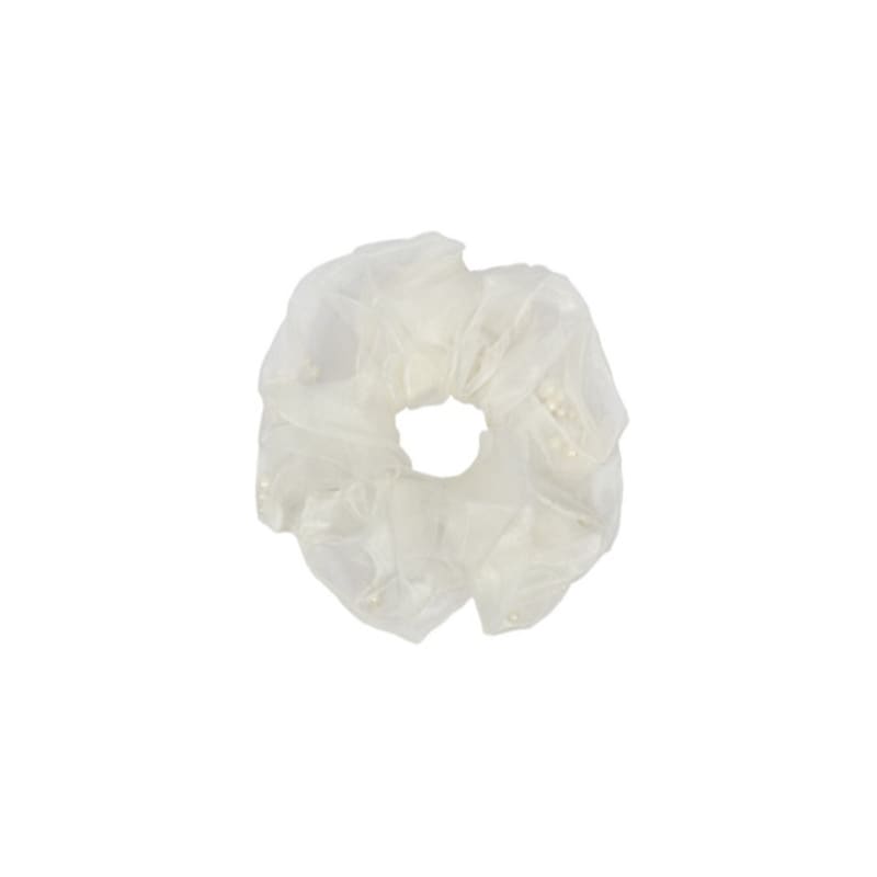 LILYKORI [New Color]Black Hair Scrunchie With Pearl