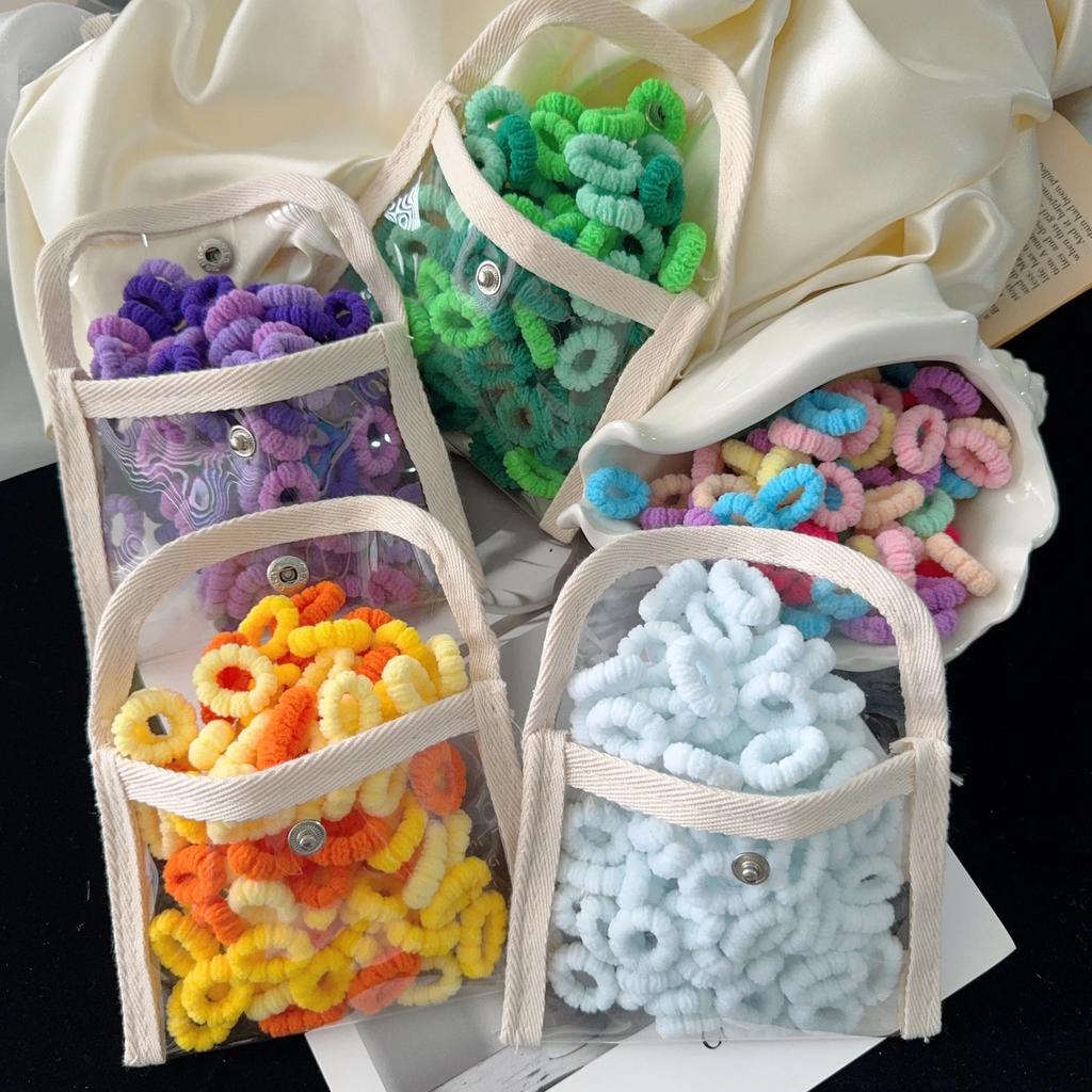 50 Stück/Los Bonbonfarbe Kinder Einfache Elastische Haarbänder Baby Mädchen Scrunchie Gummibänder Süße Kinder Haarschmuck