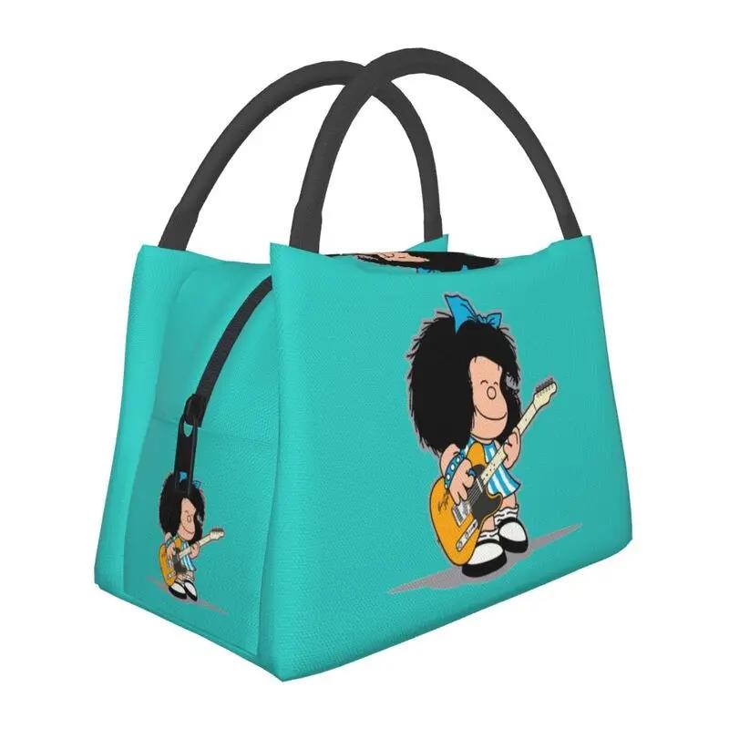 Custom Vintage Mafalda Manga Insulated Lunch Bags for Quino Comic Cartoon Thermal Cooler Bento Box Office Picnic Travel