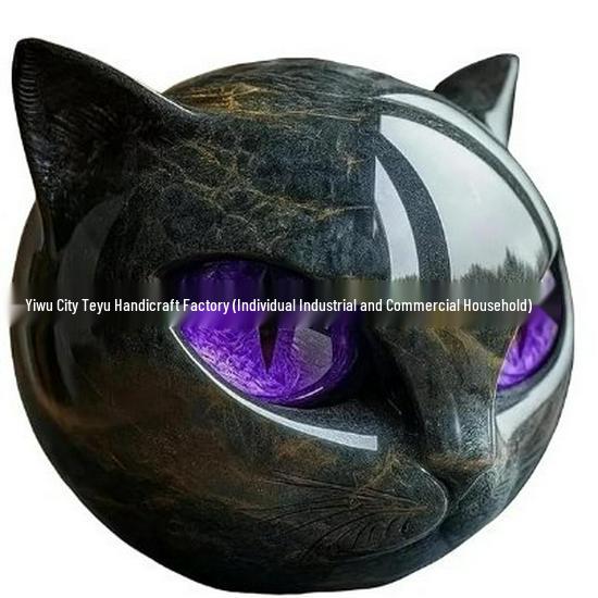 Elegant Black Cat Resin Stone Sculpture