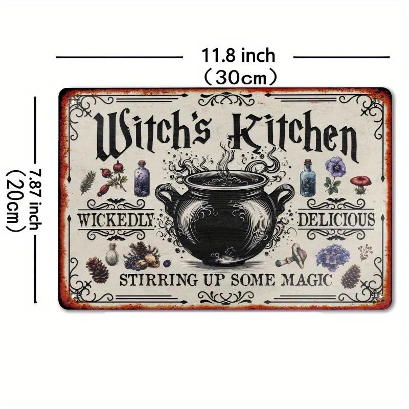 

Vintage Witch s Kitchen Metal Tin Sign - Rustic Iron Wall Art for Halloween Decor 20x30cm（7.8x11.8inch）