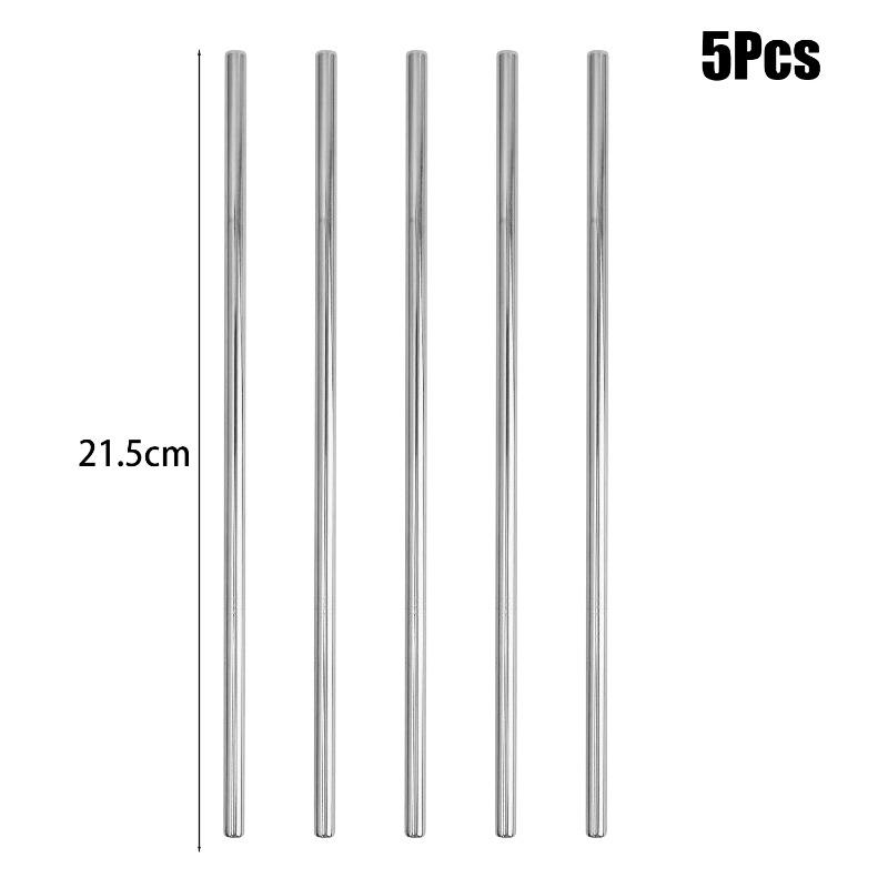 

5/10pcs Stainless Steel Straw Silver Reusable Food Grade Beverage Juice Bend Drinking Straw Household Kitchen Tool Easy To Clean 5pcs