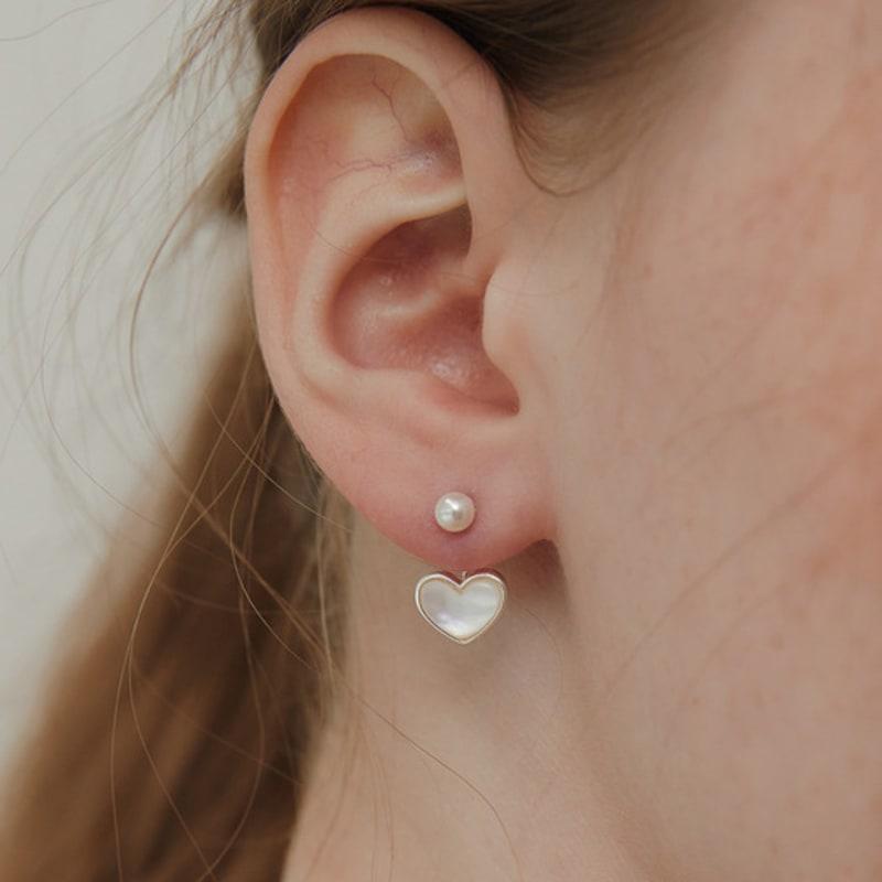 TATIANA (925 Silver) Aurora Heart Pearl Ear Jacket Earrings EC3079