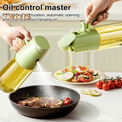 Oil Sprayer for Cooking 2 In 1 Oil Dispenser And Sprayer 300/500ml Glass Bottle Anti-Drip Nozzle Easy To Clean Kitchen Tool for Oil Vinegar Sauces