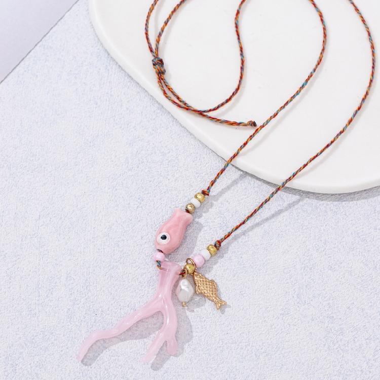 Modern Coral Ceramic Jewelry Necklace Adjustable Clavicle Chain Comfortable Wear Jewelry for Daily Use or Celebrations