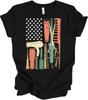 Retro Hair Stylist US Flag T-Shirt Barber Tools Hairdresser Salon Gift Tee