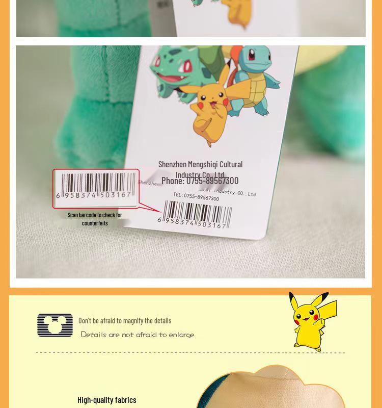 Oryginalne pluszowe lalki Pokémon: Pikachu, Gengar, Duży Squirtle, Charmander, Eevee, Lalka z automatu z chwytakiem
