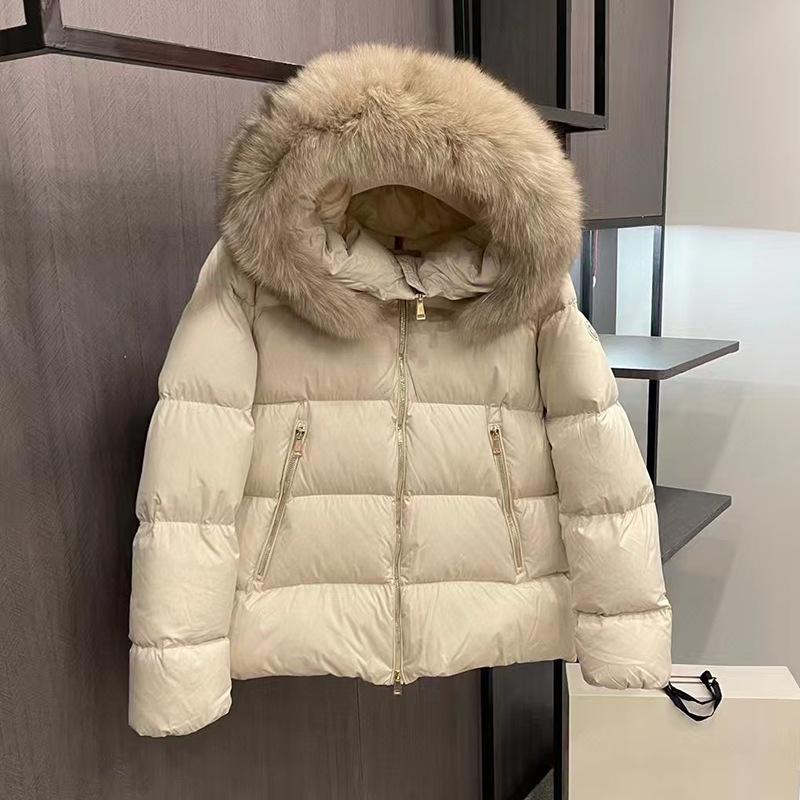 Winter thickened women's down jacket hooded fox fur collar white duck down A font Internet celebrity warm thickened
