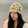 Ethnic Style Crochet Flower Knitted Hat Hollow Out Beanies Knit Cap Handmade Korean Apparel Accessories