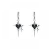 New Design Metal Cross Star Earrings Sweet Cool Black Zircon Heart Earrings for Women Young Girl Trend Personality Jewelry