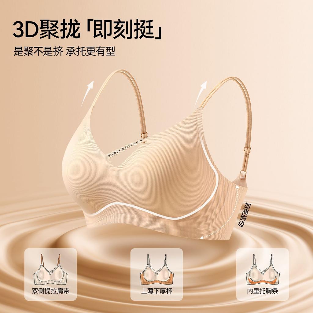 Underwear women's small breasts gather, anti-sagging, sub-breasts, non-slip thin shoulder straps, underwear without steel ring, no running cup