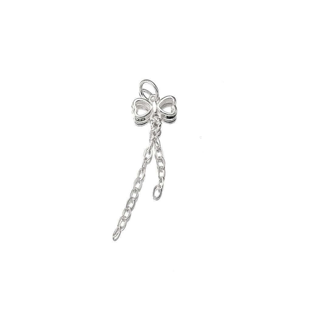 S925 Sterling Silver Bowknot Cross Chain Tassel Pendant DIY Bracelet Pendant Handmade Braided Rope Material Accessories