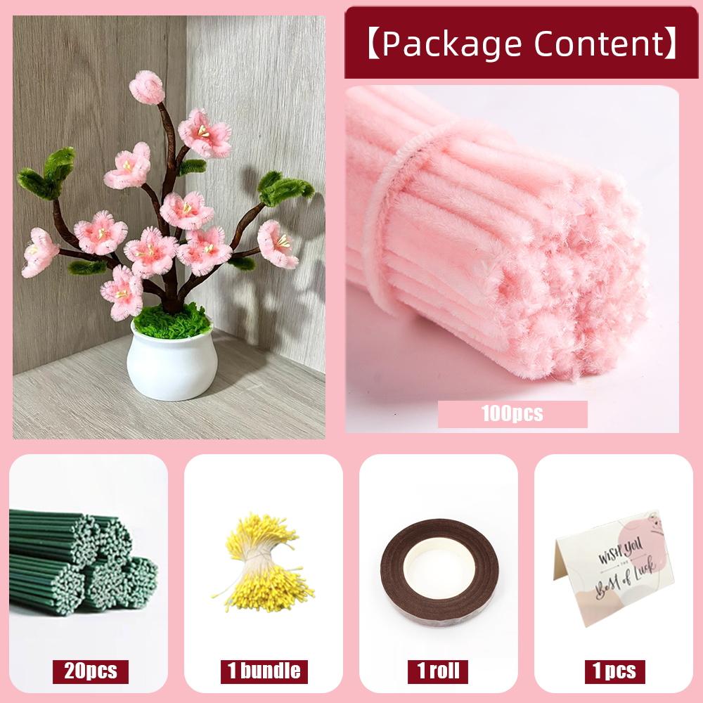 Handmade pipe cleaner Plum blossom set, perfect combination for room decoration, Christmas gifts, holiday parties, art projects