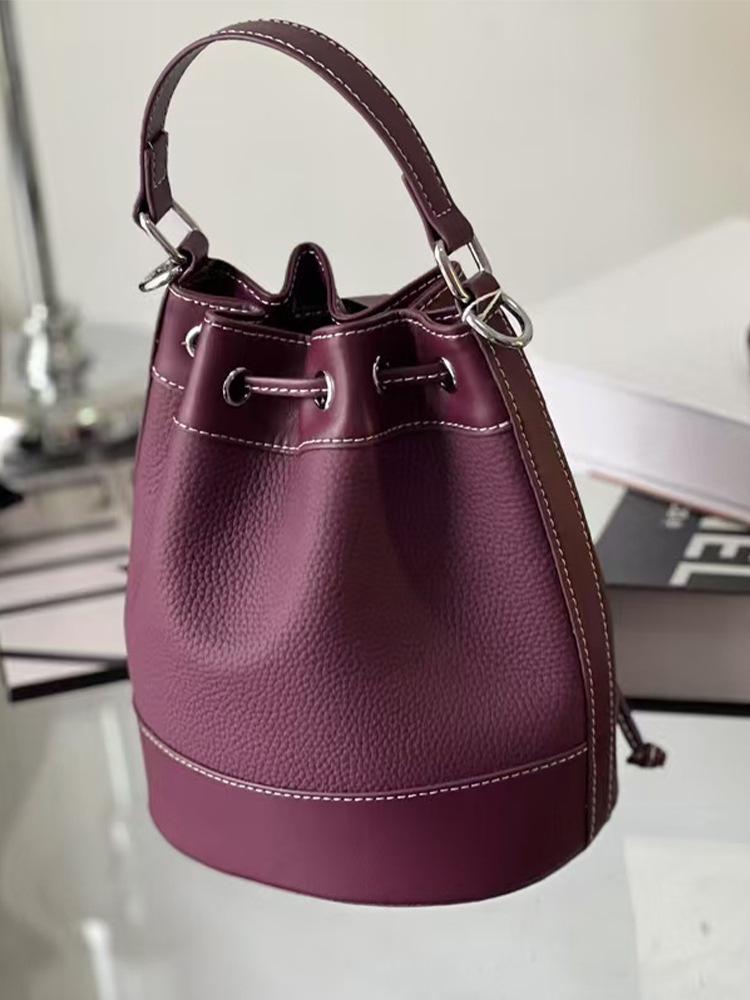Frühling 2025 Damen Colorblock Kordelzug Beuteltasche - Trendige Patchwork Handtasche, Schultertasche