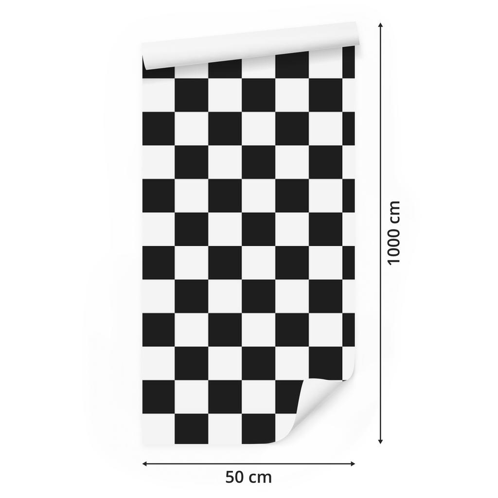 Graphite and White Checkerboard Wallpaper for Living Room and Bedroom 50x1000