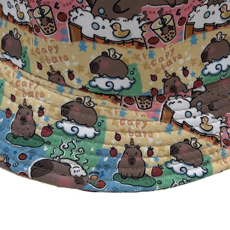 Capybara Print Bucket Hat Trendy Animal Lover Hat Outdoor Fisherman Hat for Outdoor Activity