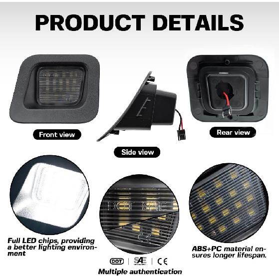 NJSBYL Full LED License Plate Light Assembly OEM Replacement for 2003-2018 D0dge Ram 1500 2500 3500 Pickup Truck Rear Tag License Number Plate Lamps