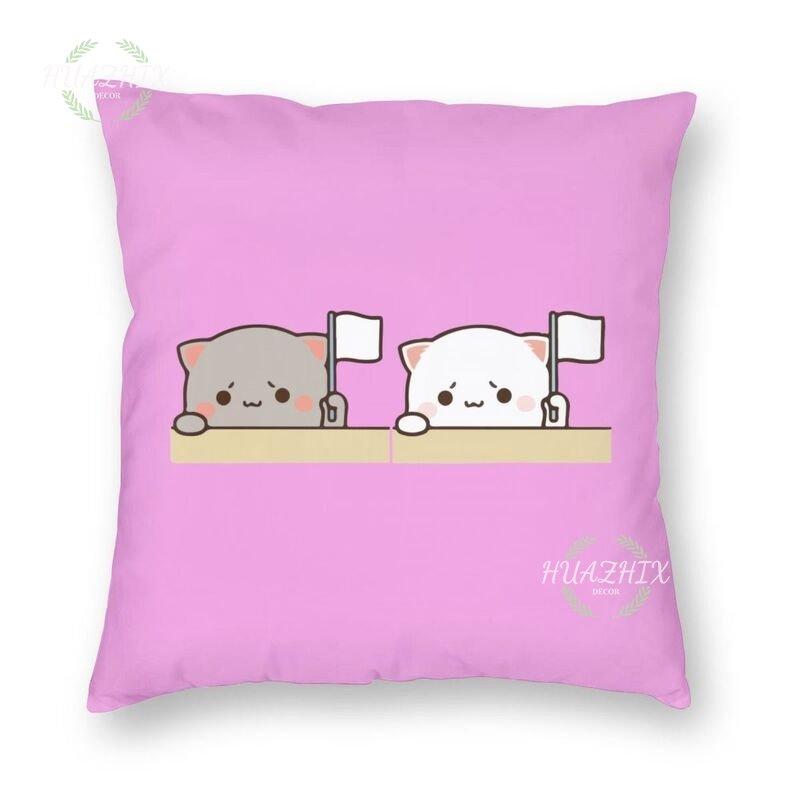 Cute Couple Pillowcase Bedroom Living Room Cute couple cat throw pillow Peach and Goma Family Sofa Car Home Decor Cushion cover