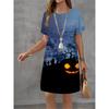 Halloween Print 2025 New Women Dresses With Autumn Design Short Sleeve O-Neck Fashion Party Women Personalized Casual Dresses