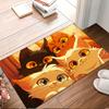 Flannel Thickness 0.47inch Foot-1pc Cartoon Character Fatigue Door Mat, Oil Painting Kitten Print Absorbent Anti-slip Mat Area C