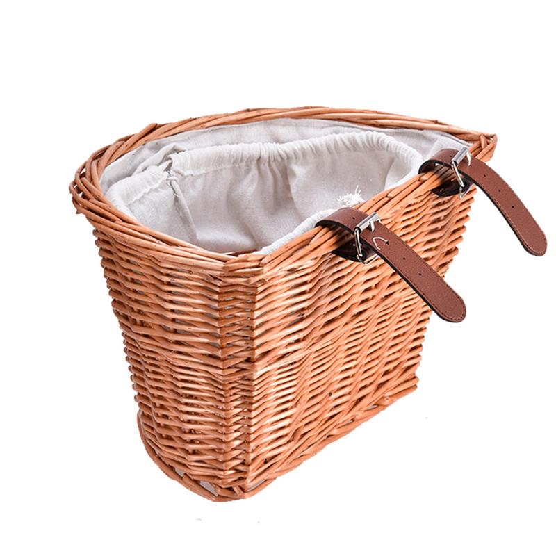 Front Handlebar Wicker Bicycle Basket Bicycles Wicker Woven Toto Basket Large Capacity Bike Basket For Adult And Kids Waterproof