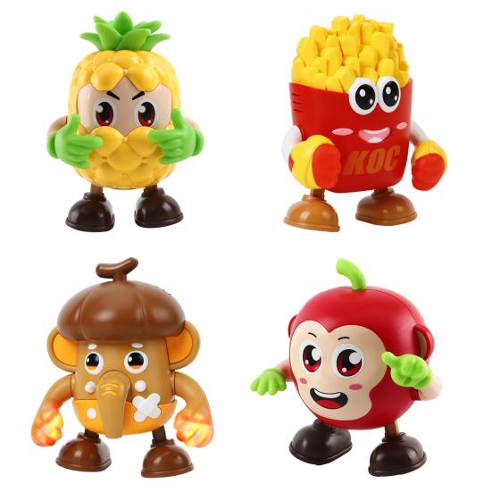 Yousheng Electric Dancing Toy with LED Light Music Recording Pineapple Elephant French Fries Red Fruit Walking Toy Toddlers Tummy Time Crawling Toy