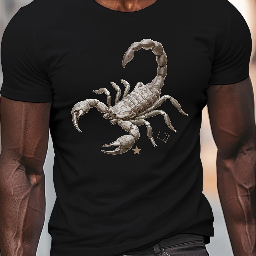 T-shirt Uomo con Grafica Scorpione Cotone Premium Traspirante Girocollo Manica Corta Casual Larga per Sport all'Aperto Palestra Escursionismo