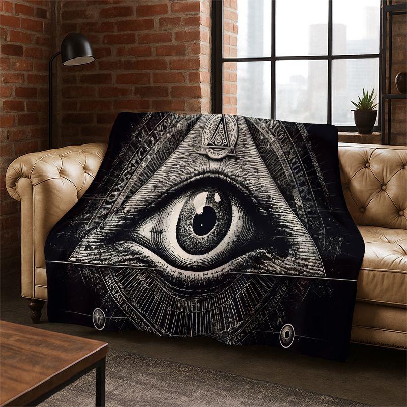Freemasonry Eye of Providence Evil Eye Nazar Eye of Horus Flannel Blanket Throw Blanket for Bedroom Living Room Bed Travel Gift 75X95CM