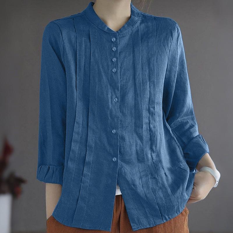 ZANZEA Women Round Neck Loose Casual Long Sleeve Blouse