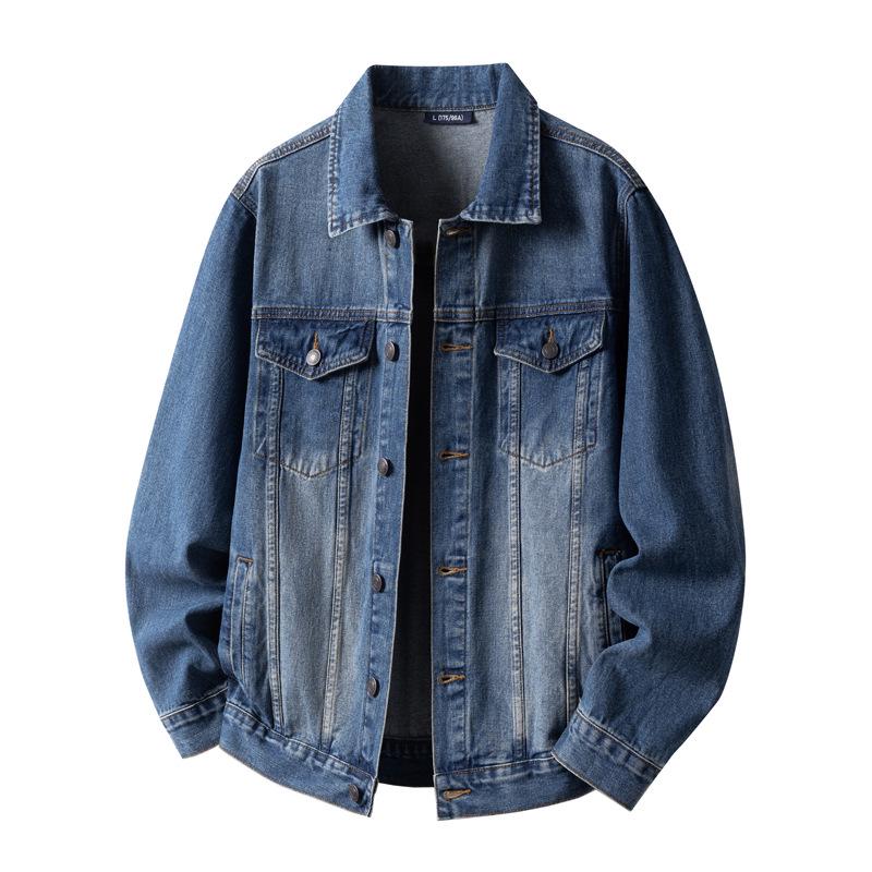 Heren Retro Werkkleding Denim Jas - Hoge Kwaliteit, Lente/Herfst, Revers Ontwerp