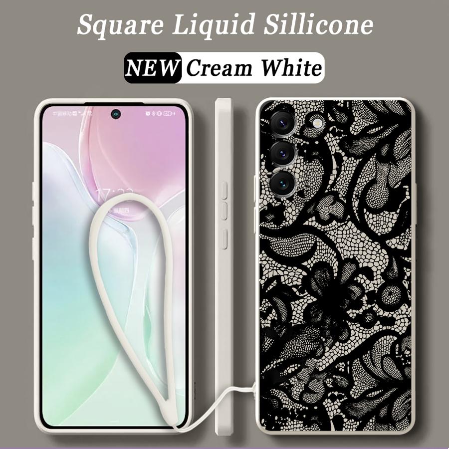 Phone Cover Case for Samsung Galaxy A22 A52 A34 A51 A13 A14 A15 A35 A11 A12 A24 A16 A36 A26 Black Lace Fashion