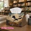 1pc, 2D Flat Printing, Tissue Box The Majestic Black And White Bird Pattern Printed Tissue Box, Suitable for Bathrooms, Living Rooms, Bedrooms, Dressi