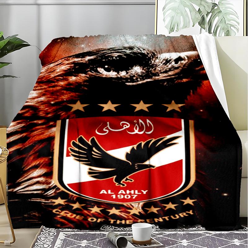 1PC Al Ahly FC Printed Soft Flannel Blanket Throw for Adult Bedroom Living Room Sofa Camping Travel Fan gifts Christmas Gifts