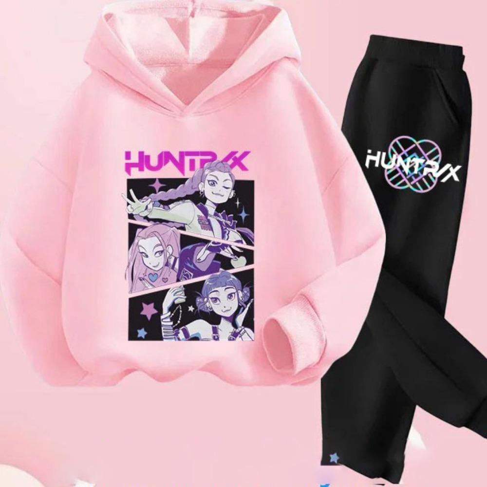 KPop Demon Hunters Hoodie Set Girls Fashion Casual Sweatshirt Movie New Kid K-Pop Demon Hunters Hooded Suit Clothes