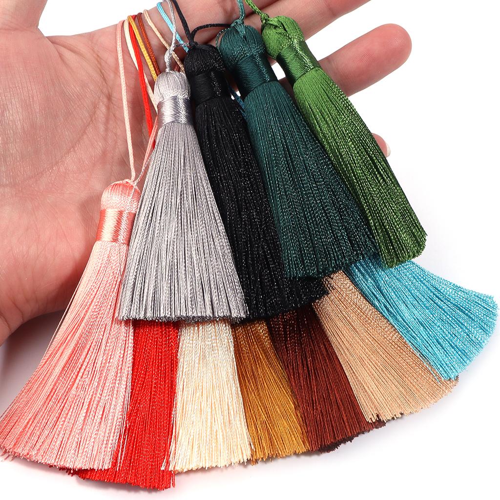 6pcs 82mm Silk Tassel Fringe Hanging Rope Long Line Tassel For Jewelry Making DIY Crafts Clothing Earring Key Chain Decoration