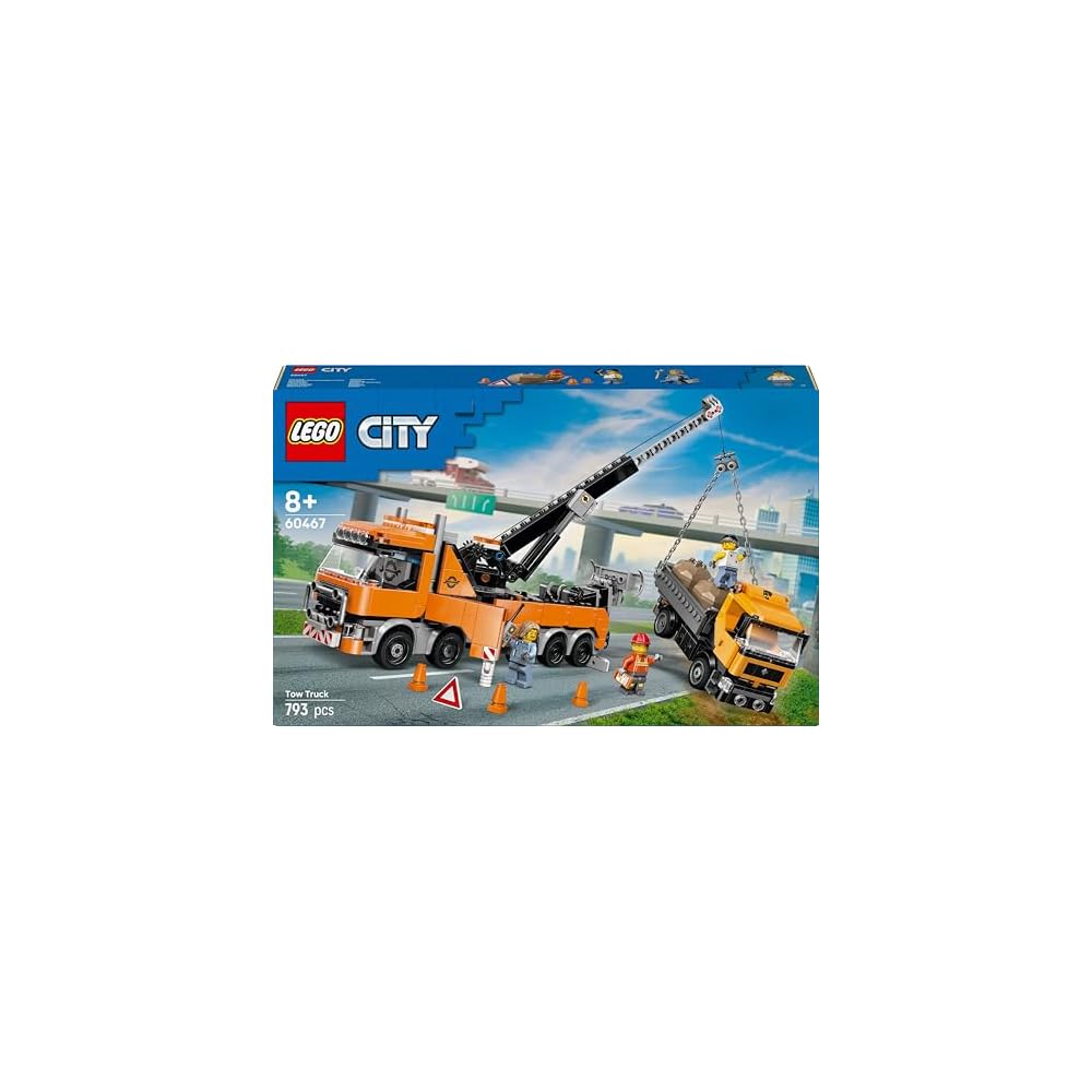 LEGO City Tow Truck Crane Vehicle 60467 Building Blocks Toy for Ages 8 and Up