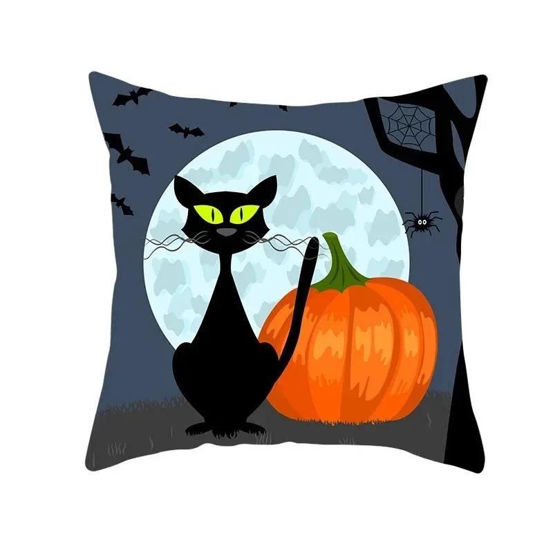 Halloween decorative cushion funny cat pillow sleeve is suitable for home living room sofa waist cushion bedroom decoration