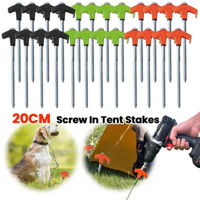 8Pcs Screw In Tent Stakes with Hex Socket Heavy Duty Spiral Screw Camping Stakes Tent Ground Nail Screw In Camping Tent Pegs