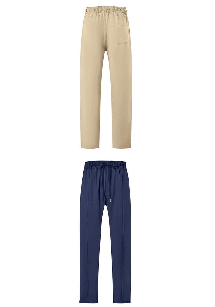 American Style Men's Casual Slim Fit Tapered Pants - Autumn/Winter Solid Color with Drawstring
