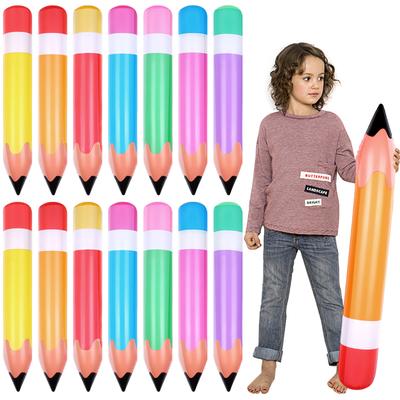 14 Peças Lápis Inflável Gigante de 27 Polegadas 7 Cores Lápis Infláveis Lápis de Cor Balões Decorações Para Tema de Sala de Aula Volta às Aulas B