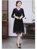 Plus Size European & American Celebrity Velvet Dress with Embroidery and Hollow Design