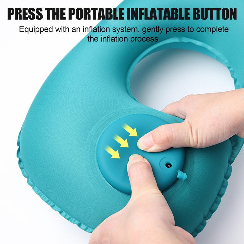 Tragbares U-förmiges Flugzeugkissen Aufblasbares Auto-Nackenkissen zum Aufdrücken Auto-Reisekissen Fahrzeugzubehör