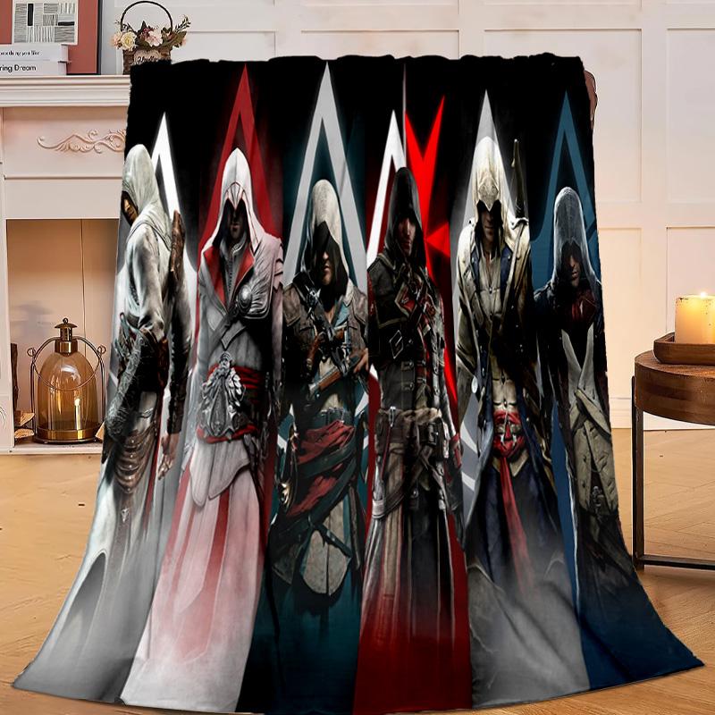 1PC Assass Warrior Flannel Blanket Gift, Suitable for Both Men And Women, Soft Ideal for Beds And Sofa, Birthday Or Christmas Gift