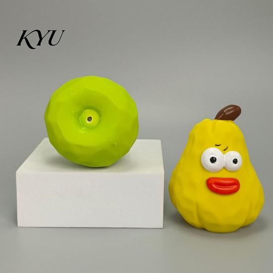 Durable Pet Teething Toy Squeaky Pear Dog Toy, Latex Chew Puppy Training Interactive Fetch Teeth Cleaning for Aggressive Chewers Anxiety Relief