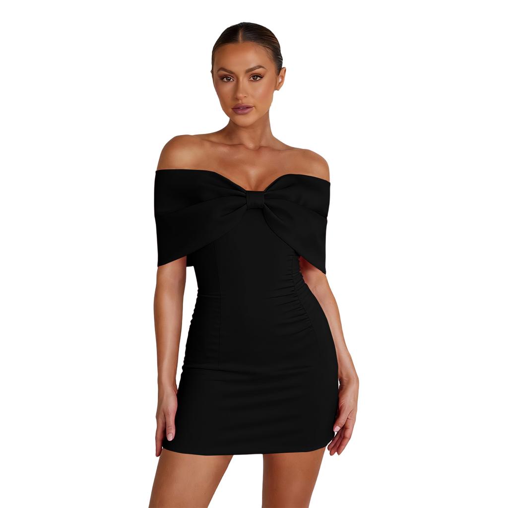Damen Ein Kragen Freizeitkleid Party Modekleid