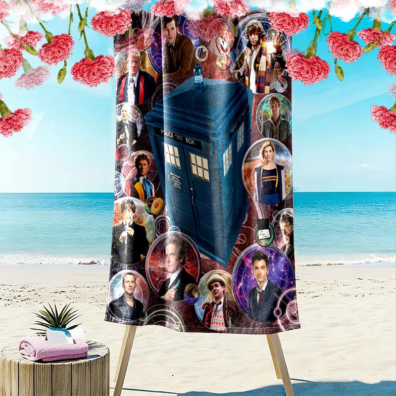 Doctor Who Print Beach Towel, Large Soft Quick Dry Towel for Beach Camping Swimming